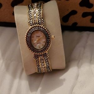 Silver & Gold Fashion Cuff Watch